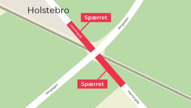 Grafisk kort - Spærring af krydset ved Herningvej/Ringvejen