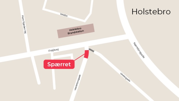 Grafisk kort, spærring af Vesterbrogade ved Frøjkvej i Holstebro